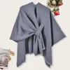 Sciarpe Colorblock Sciarpa Cardigan Lady Cape Elegante donna double-face irregolare apertura frontale manica a pipistrello Scialle invernale caldo