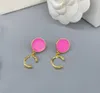 2024 Boucle d'oreille de charme de qualité de luxe avec couleur rose et design noir en plaqué or 18 carats avec boîte de timbre PS3543A