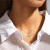 Kedjor boako s925 sterling silver halsband för kvinnor solformade enstaka turkosa hänge halsband 18k guldpläterad fest smyckespresent