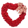 Dekorativa blommor Elegant Bowknot Door Decoration Valentine Day Wreath Romantic Heart format med rutig för alla hjärtans utomhus