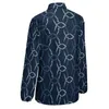 Blouses pour femmes imprimé chaîne chemisier ample Indigo bleu Net Street Wear surdimensionné femmes à manches longues chemise esthétique printemps Design haut