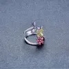 Wedding Rings Hutang Engagement Rings 2.51 Carats Natural Multi Gemstone Garnet Peridot 925 Sterling Silver Ring Flower Fine Jewelry Gift 231214