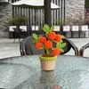 Kerstversiering Kunstmatige Gehaakte Oranje Planten Bonsai Nepbloemen Ingemaakt Voor Slaapkamer Huis Tuin Woonkamer Bureau Buiten Jaar Decoratie 231215