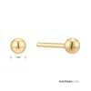 Boucles d'oreilles à tige, bijoux fins, orbe délicat, petites boules rondes minimalistes, boucles d'oreilles perlées en or jaune massif 14 carats pour femmes ou hommes