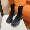 Boot's Fashion Boots Square Toe Platform High Heels Zipper Ankle Shoes Autumn Winter Black Warm Simple 2023 231214