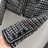 24SS Women Vintage Designer Tweed Blazer Płaszcz Kobieta Milan Runway Designerska sukienka przyczynowa długi rękaw