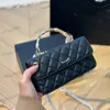Camellia Handle Woc Luxury Handbag 19cm Designer Womens Sac à bandoulière en cuir en cuir