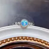 Anéis de cluster lindo anel de pedra preciosa de opala natural para mulheres real 925 prata fogos de artifício cor gem festa de aniversário presente l 5 5mm tamanho oval