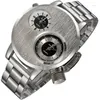 손목 시계 2023 정통 v6 두 타임 존 실버 스틸 시계 남자 스포츠 쿼츠 시간 독특한 고급 디자인 캐주얼 손목 시계