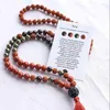 Hängen 8mm naturlig röd jasper pyrit granat lava rudraksha armband chakra yoga manschett elegant välsignelse chic bön buddhism