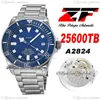 ZF V5 25500 A2824 Titanium Automatische heren Work 42 mm Ceramic Bezel Blue Dial White Markers Titaniums Bracelet Super Edition Watche254J