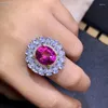 Кольца-кластеры KJJEAXCMY, изысканный бутик ювелирных изделий, стерлинговое серебро 925 пробы, инкрустация натуральным драгоценным камнем, розовый топаз, женское кольцо для девочек, поддержка обнаружения