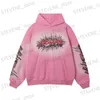 Heren Hoodies Sweatshirts Hellstar Roze Hoodie Correct 1 1 Katoen Badstof Print High Street Grote Sport Hoodie T231215