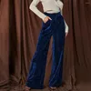 Pantaloni da donna Casual vestibilità ampia Gamba larga in velluto elegante con tasche a vita alta per pantaloni lunghi da indossare in ufficio
