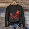 Felpe con cappuccio da donna Moda girocollo Casual San Valentino Ciclismo Love Balloon Rose Stampa Felpa a maniche lunghe