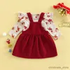 Clothing Sets Newborn Baby Girl Christmas Outfit Santa Claus Long Sleeve Romper Skirt Dress Set Corduroy Overall Christmas Clothes Set
