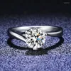 クラスターリングHoyon認定GRAクラシッククラシックダイヤモンドリングレディースウェディングジュエリー1 VVS1 S925 STERLING SILVER MOISSANITE