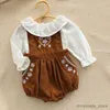衣類セット幼児の女の赤ちゃんの服セット長い綿のTシャツ+コーデュロイ刺繍ジャンプスーツ春秋の女の女の子の服のスーツ