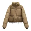 Women's Down Parkas Short Cotton Jacket Women's 2023 Winter Standing Collar Cotton Thickened Cotton Jacket Bread Jacket WarmL231215