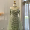 Городские сексуальные платья Sharon Said Sage Green Mermaid Роскошное вечернее платье Дубая с накидкой на рукавах Элегантное женское фиолетовое свадебное вечернее платье SS205 231215