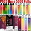 POCO巨大な5000パフ使い捨て蒸気タバコ5％パフ5K EU US倉庫15ml PREFILLED POD MESH COIL 950MAH充電式バッテリー10フレーバーペン