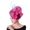 Femal Party Copricapo viola Donna Cocktail Chiesa Fascinators Accessori Decorazione floreale Copricapo Copricapo da donna Forcina