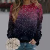 Women's Hoodies Fashionable Round Neck Casual Fine Glitter Printed Long Sleeved Top Sweatshirt Easy Fall Outfits Christmas Hoodie Zip Up