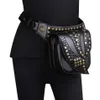 Midjesäckar retro ångpunk läderväska serpentin crossbody rock crocodile gothic rivet fanny packs mode motorcykel ben255h