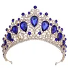 Saç klipleri tiara gümüş altın taç lüks renkli barok kristaller gelin nedime prenses kostüm için başlık