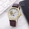 Top merk Gouden Heren horloges 40mm Wijzerplaat Maanfase waterdichte mode man horloges Mechanische Automatische Lederen Band Horloge Voor 262S