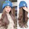 Synthetic Wigs hat wig with hair suitable for women long wavy warm and soft skiing knit autumn winter heatresistant Fi 231215
