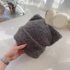 Gorro/bonés de caveira amante menino gato orelha malha chapéu dupla camada quente orelha de gato chapéu de lã bonito moda boné com capuz nicho design hip-hop personalidade