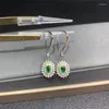 Orecchini a bottone in argento 925 con smeraldi per orecchini in argento sterling naturale per feste serali