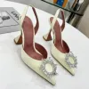 10A Begum Slingback Satin Pompes Sandales Femmes Chaussures Cristal Embelli Tournesol Strass Pointu Catwalk Stiletto Sexy Baotou Backspace Sandales