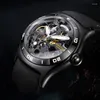 腕時計リーフタイガー/RTオリジナルスケルトン自動機械式時計本革ストラップメンズウォータープアスポーツ