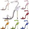 Sandaler Qiwn Fashion Dress Party Ankle A1 Strap Stiletto Women Metal High Heel Bride