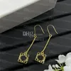 Women Pendant Earrings Jewelry Retro Brass Copper Gold Plated Earrings Ear Studs With Gift Box Package