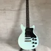 Guitare électrique lp bleue, touche en palissandre, quincaillerie chromée, micro P90, livraison gratuite