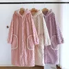 Women's Sleepwear Robe Flannel Female Nightie Nightwears Women Pajama Winter Thickened Ladies Bathrobe Warm For Warmth