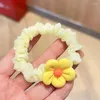 Hårtillbehör Spring Solid Color Plastic Flower Elastic Band For Girl Kids Söta Kawaii Rubber Ponytail Ties Fashion