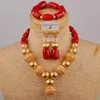 Necklace Earrings Set One Row Choker Coral Beads Jewelry Orange / Red White Color Bridal Nigerian Wedding African