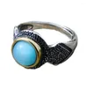 Cluster Rings BOCAI Trendy S925 Sterling Silver Inlaid With Natural Larimar Sea Stones Fashionable Man And Women's