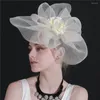 Sposa Matrimonio Mesh Chapeau Clip Donne Wedding Fascinator Tornante Party Fascinat Filato Fiore Perni per capelli Accessori per cappelli