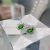 stud أقراط Diopside Diopside Real S925 Sterling Silver Women للنساء البسيط والجميل اليومي