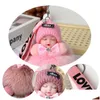 Keychains Lanyards Keychains Pompom Slee Baby Keychain Söt fluffig Plush Doll Women Girl Bags Keyrings Cars Key Ring Gift Charming D DHZTP