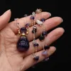 Pendant Necklaces Natural Stone Amethyst Perfume Bottle Pendant Charms Necklace Gravel Chain DIY Jewelry Material Necklace Accessories GiftL231215