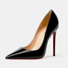 2023 mulheres sapatos de salto alto vermelho brilhante bottoms 8cm 10cm 12cm saltos finos preto nu couro mulher bombas com saco de poeira 34-44