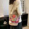 Women bags 5 colors high-grade thick leather fashion bucket bag sweet little fresh graffiti retro handbag creative trend embroidery western style handbags 8164#