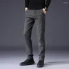 Men's Pants Korea Style High Quality Mens Classic Casual Business Straight Trousers Slim Fit Plaid Suit Pencil