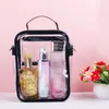 Cosmetic Bags Plastic For Women Tote Small Transparent PVC Makeup Bag Zipper Single Shoulder Waterproof With Strap Purses 17.5x7x24cm